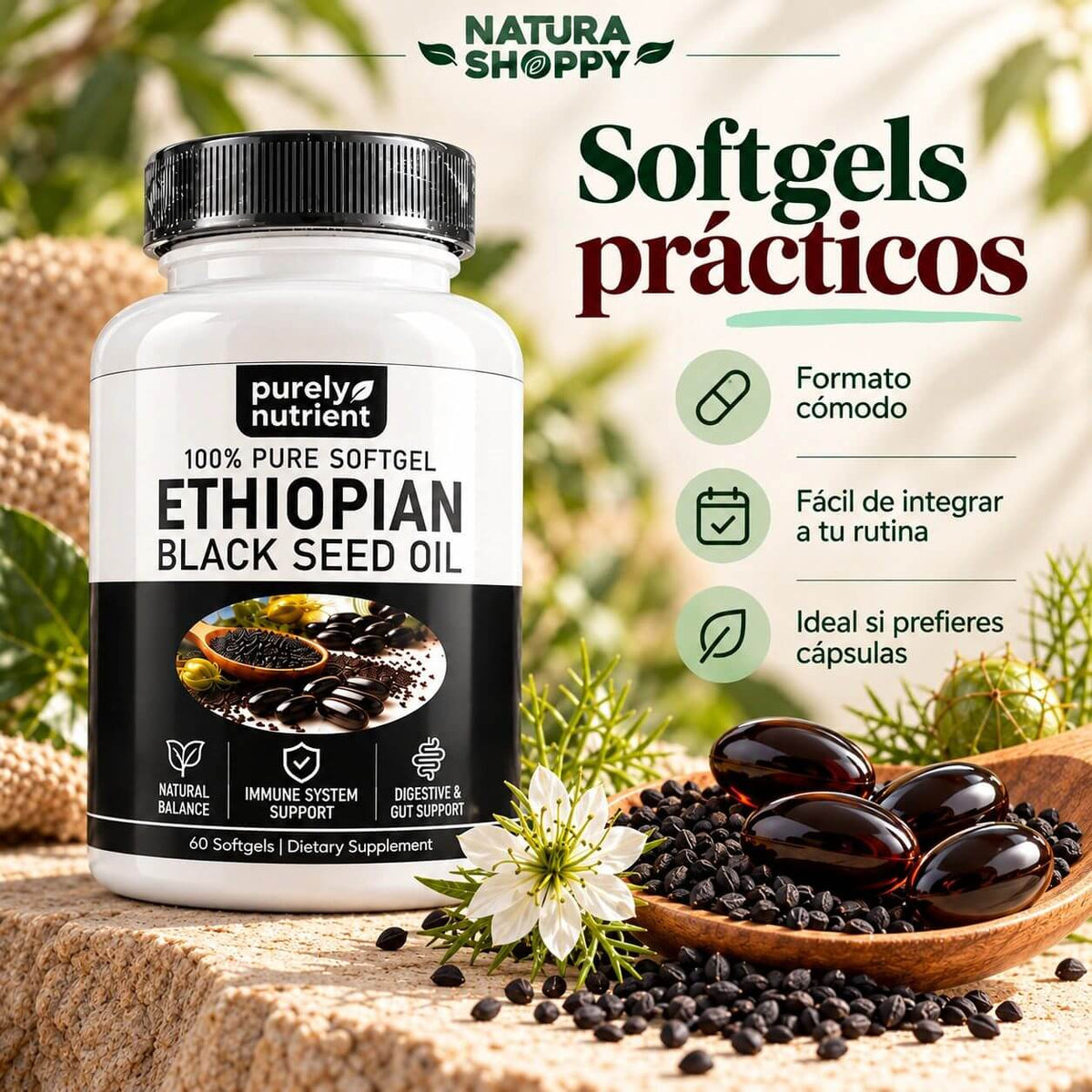 Aceite de Semilla Negra Etíope en Cápsulas