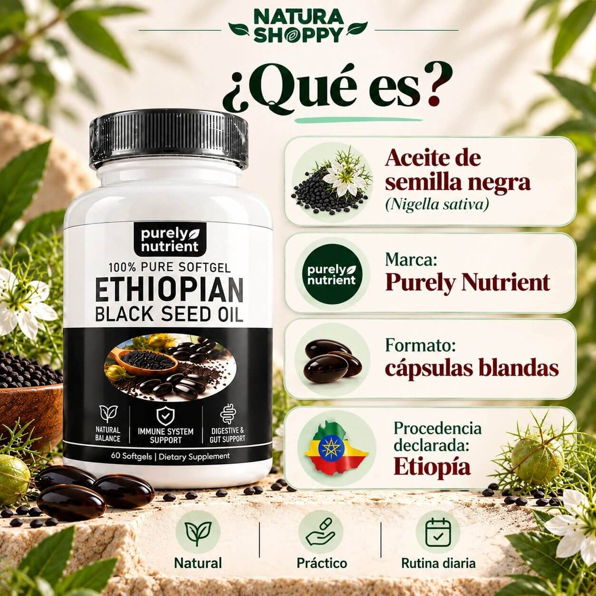 Aceite de Semilla Negra Etíope en Cápsulas
