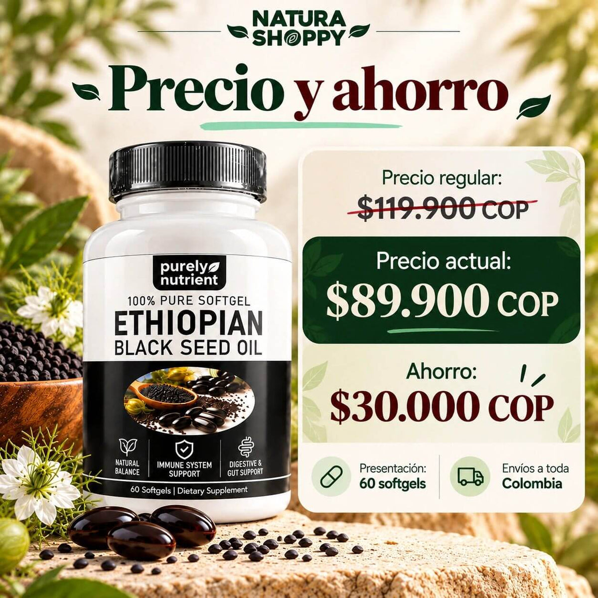 Aceite de Semilla Negra Etíope en Cápsulas